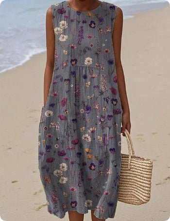 Sleeveless Casual Printed Temperament Long Skirt Dress