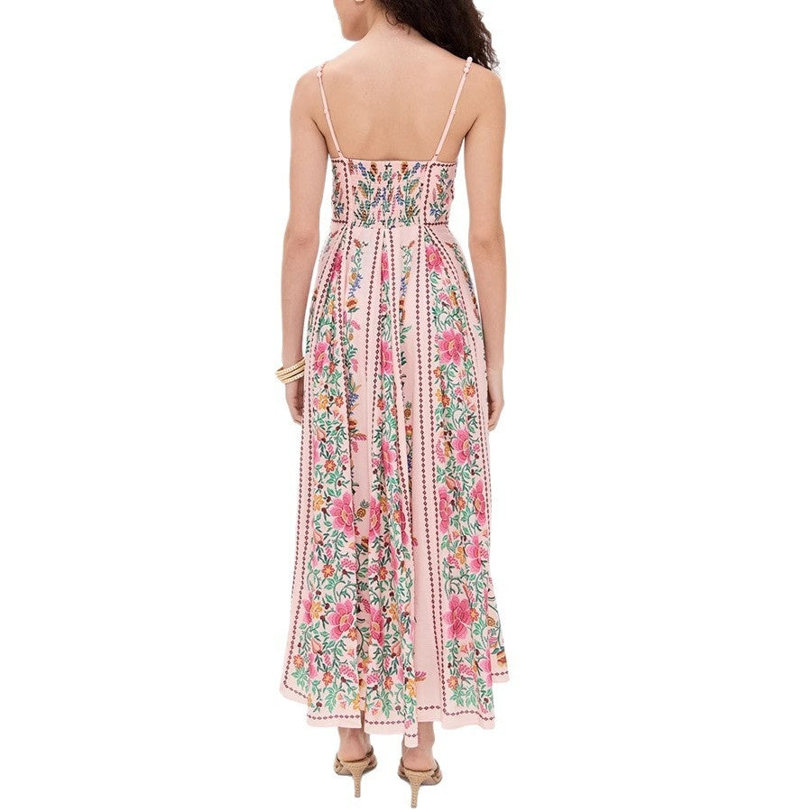 Decorative Beads Sling Positioning Print Holiday Dress
