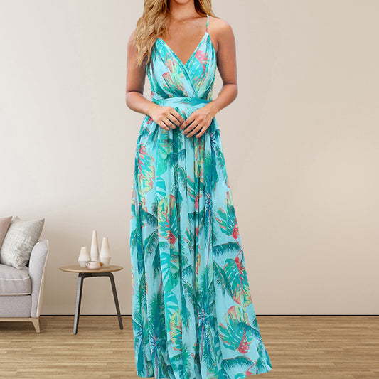 Women's Mid-waist Strap Type Printed Dress