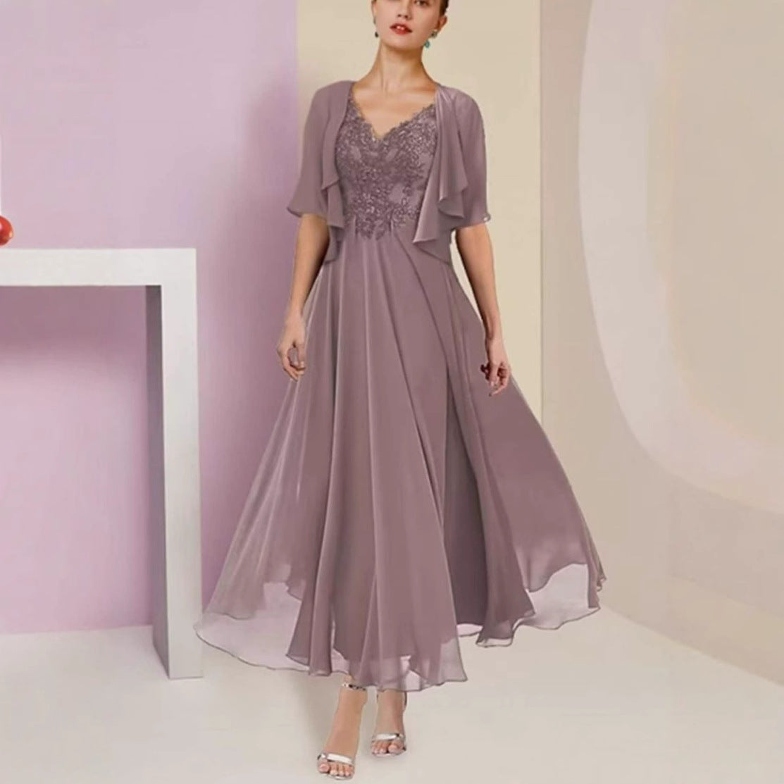 Women's Fashion New Mid-length Chiffon Dress