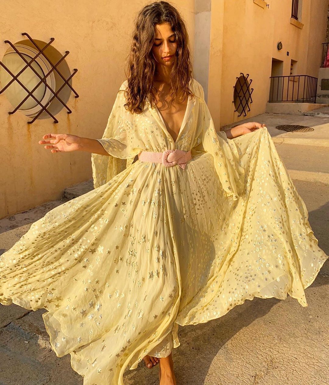 Vacation Romantic Bronzing Five-pointed Star Swing Dress