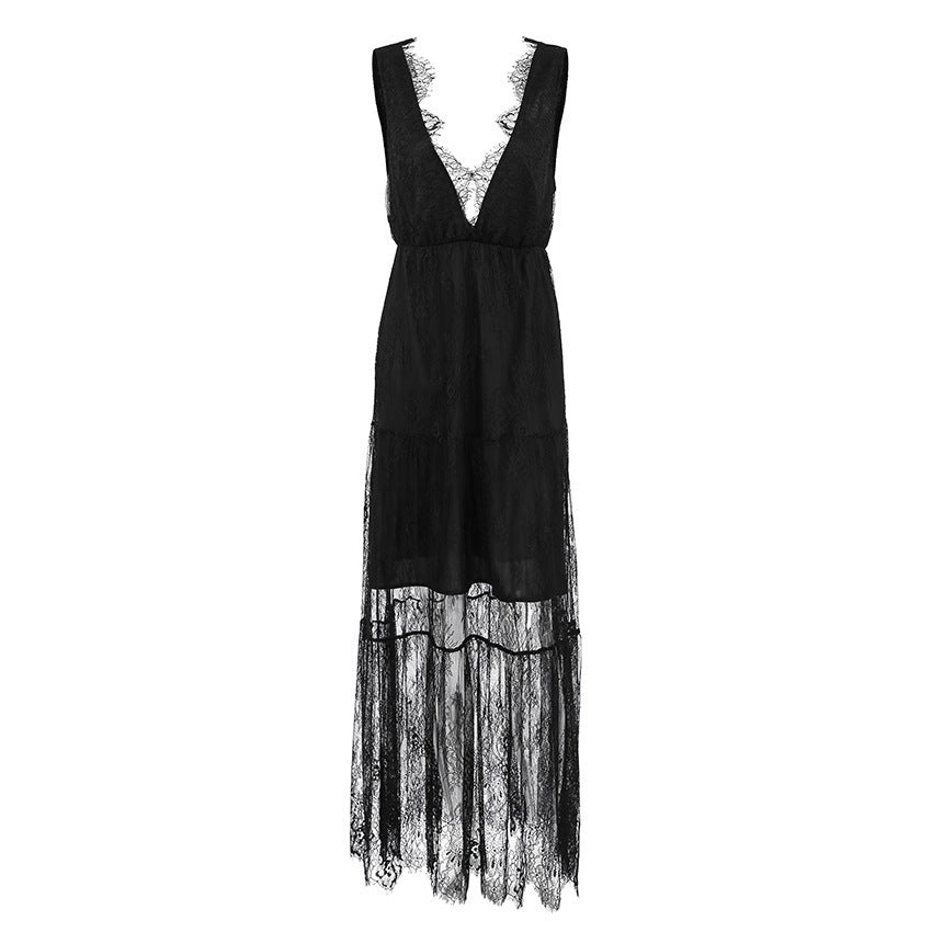 Women's V-neck Loose Backless Long Dress