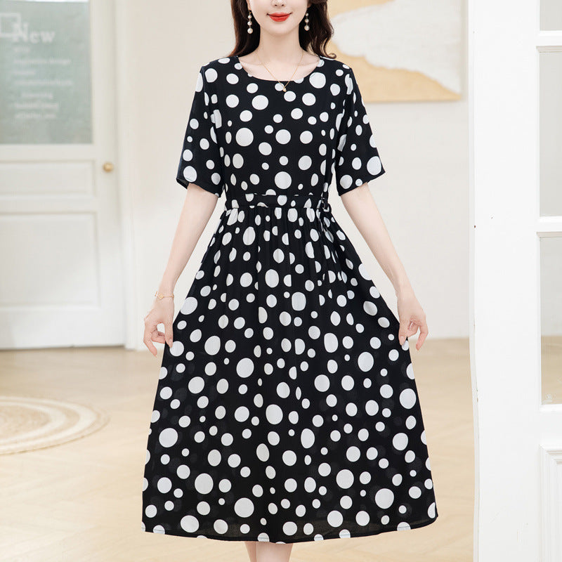 Dress Slimming Waist-tight Floral Overknee Dress Loose Summer Dress