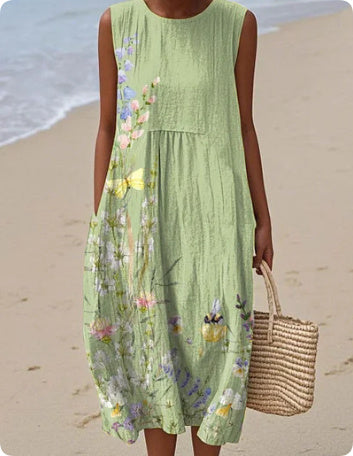 Sleeveless Casual Printed Temperament Long Skirt Dress